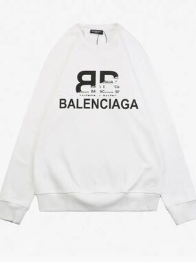 Balenciaga White Crewneck Sweatshirt with Black Logo